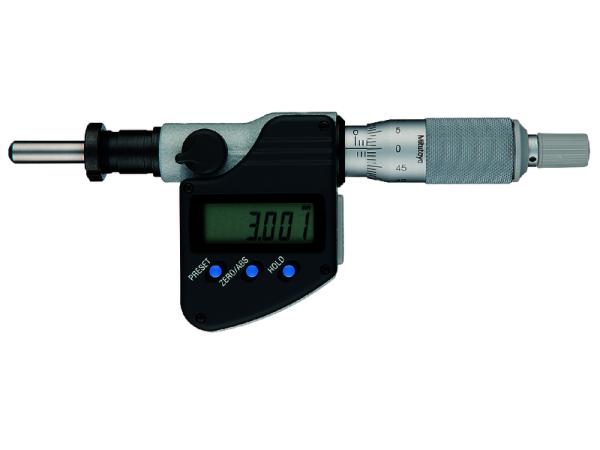 350-284-30 - Digitální vestavná mikrometrická hlavice 0-25mm půlkulatá s upínací maticí