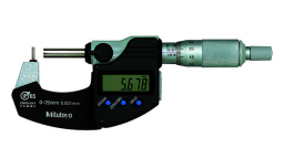 395-261-30 - Třmenové mikrometry s kulovým nebo válcovým pevným dotekem 0-25 mm