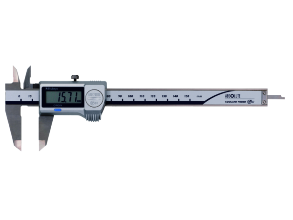 500-721-20 - Digitální posuvné měřítko 0-150 mm, IP-67, s výstupem dat, s posuvovým kolečkem, čelisti pro vnější měření osazené tvrdokovem
