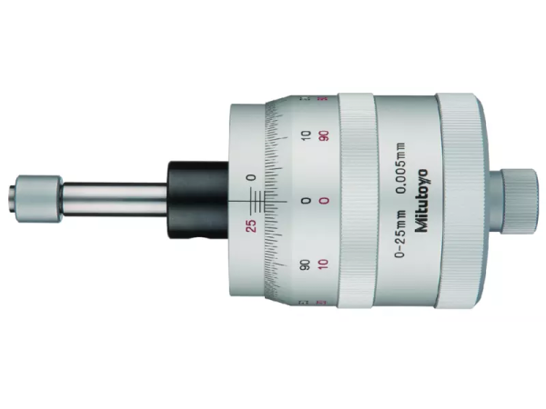 152-389 - Vestavná mikrometrická hlavice pro stůl XY, bubínek 49mm 0-25-0 mm